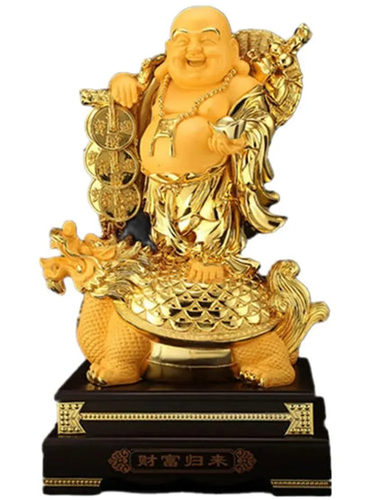 Large Aureate resin laughing Buddha shiva decoration living room big belly Maitreya Buddha office decoration feng shui sculpture