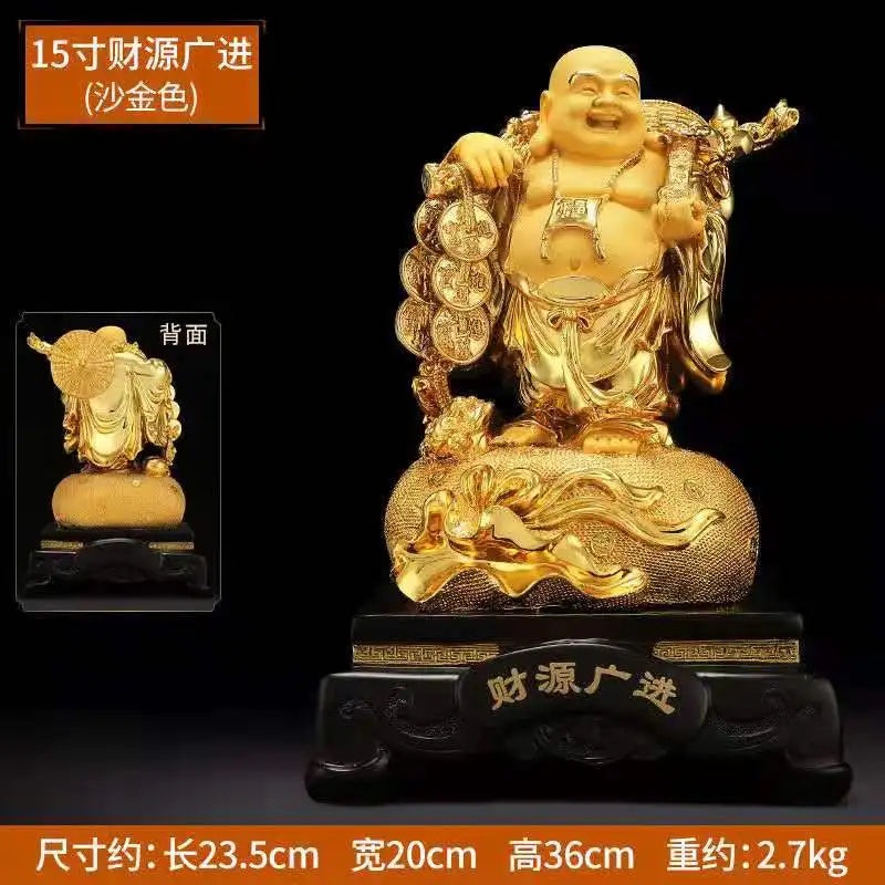 Large Aureate resin laughing Buddha shiva decoration living room big belly Maitreya Buddha office decoration feng shui sculpture