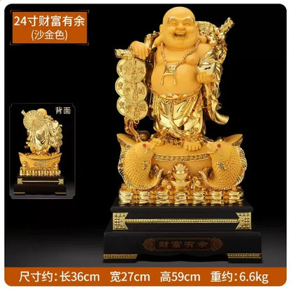 Large Aureate resin laughing Buddha shiva decoration living room big belly Maitreya Buddha office decoration feng shui sculpture
