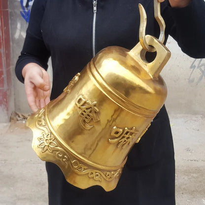 Large - Buddhism Monastery Temple Porch lobby courtyard efficacious Protection talisman golden copper FENG SHUI Big bell