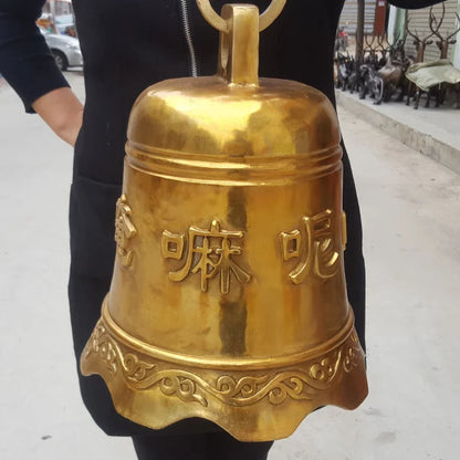 Large - Buddhism Monastery Temple Porch lobby courtyard efficacious Protection talisman golden copper FENG SHUI Big bell