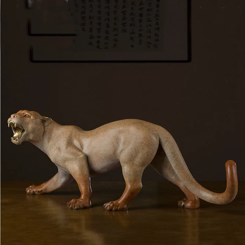 Large COOL high grade leopard Bronze Sculpture home Company Bar bring money thriving business Good luck mascot decorative art
