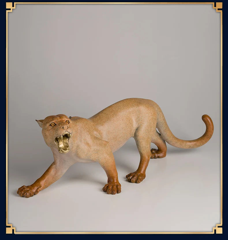 Large COOL high grade leopard Bronze Sculpture home Company Bar bring money thriving business Good luck mascot decorative art
