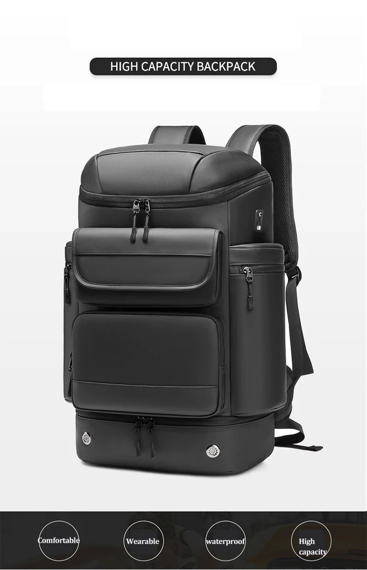 Large Capacity 50L Men Travel Backpack Outdoors Mountaineering Bag Waterproof Laptop Backpack Business Backpack With Shoe Bag