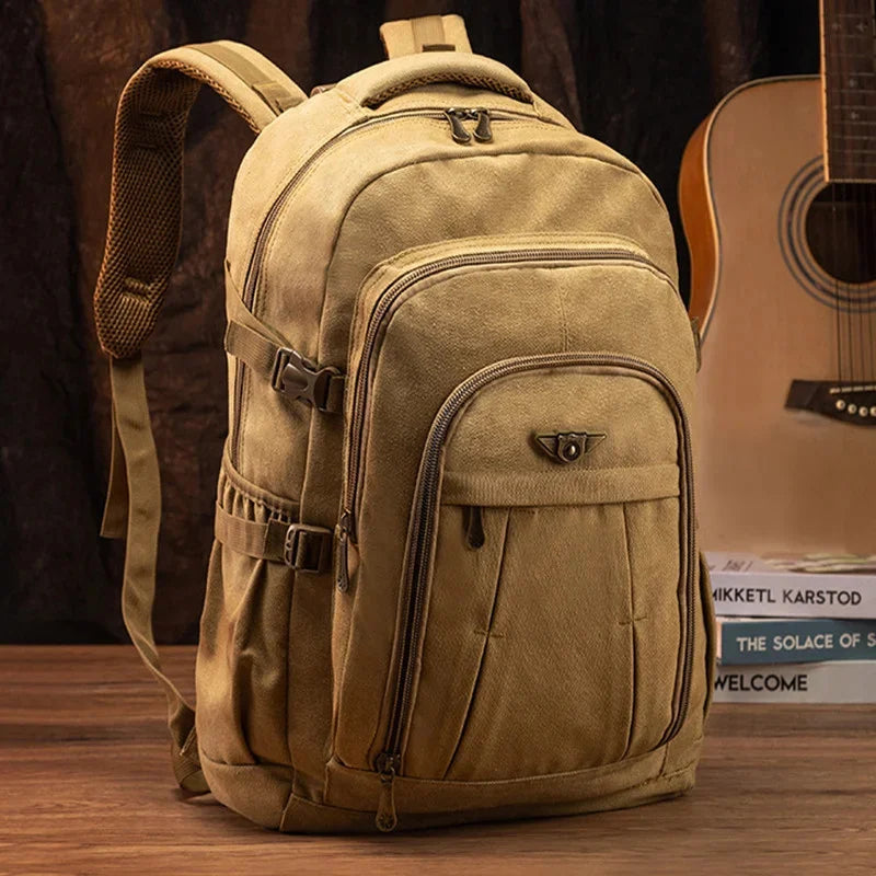 Large Capacity 55 Litre Mountaineering Bag Fashion Canvas Men Outdoor Travel Cycling Backpack Sports Student School bag