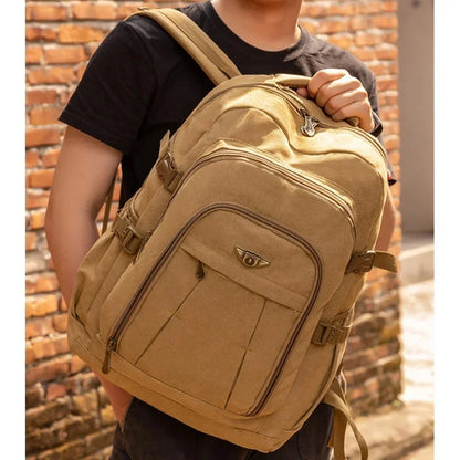 Large Capacity 55 Litre Mountaineering Bag Fashion Canvas Men Outdoor Travel Cycling Backpack Sports Student School bag