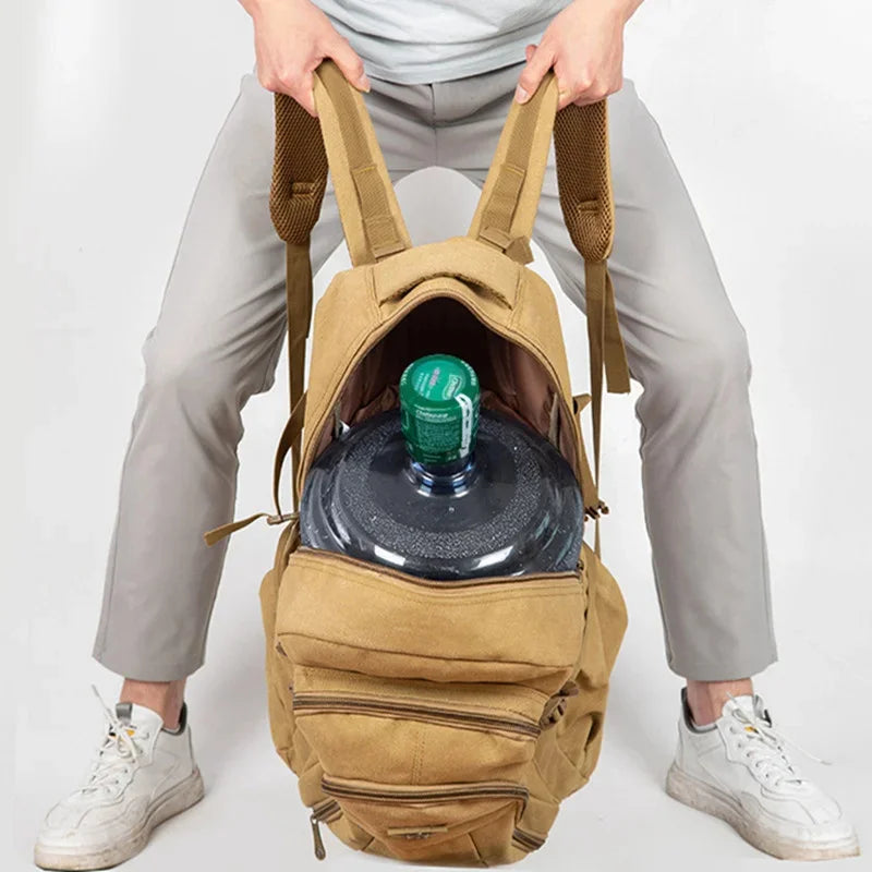 Large Capacity 55 Litre Mountaineering Bag Fashion Canvas Men Outdoor Travel Cycling Backpack Sports Student School bag