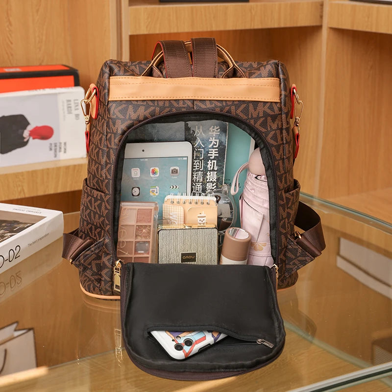 Large Capacity Anti Theft Backpacks Fashion Printed PVC Backpack Travel Bags Women's Small Brand Designer School Bags Sac a Dos