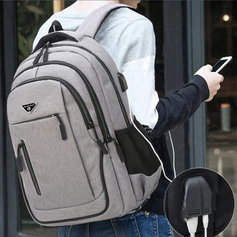 Large Capacity Backpack Men Laptop Backpacks 17.3''Oxford Black Solid High School Bags Teen College Boy Girl Student Backpacks