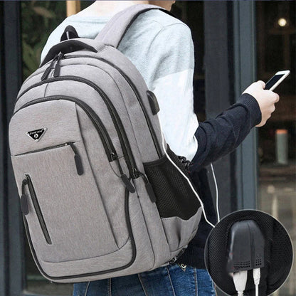 Large Capacity Backpack Men Laptop Backpacks 17.3''Oxford Black Solid High School Bags Teen College Boy Girl Student Backpacks
