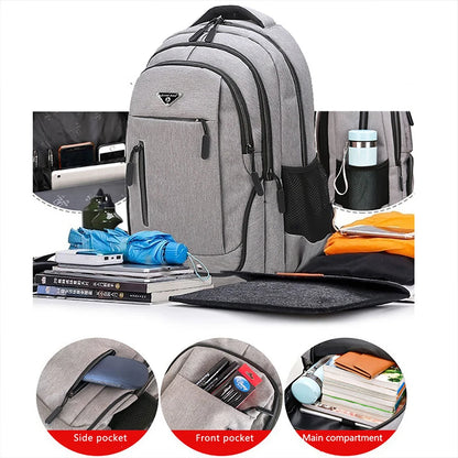 Large Capacity Backpack Men Laptop Backpacks 17.3''Oxford Black Solid High School Bags Teen College Boy Girl Student Backpacks