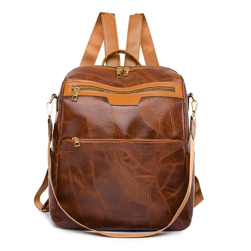 Large Capacity Backpacks Women Leather Backpacks Designer Female School Bag for Teenager Girls Travel Back Bag Retro Bagpack Sac