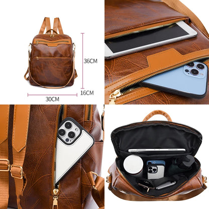 Large Capacity Backpacks Women Leather Backpacks Designer Female School Bag for Teenager Girls Travel Back Bag Retro Bagpack Sac