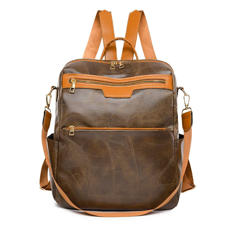Large Capacity Backpacks Women Leather Backpacks Designer Female School Bag for Teenager Girls Travel Back Bag Retro Bagpack Sac
