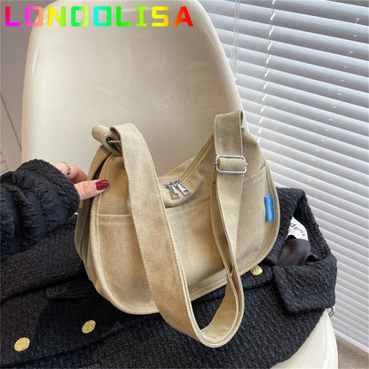 Large Capacity Canvas Casual Tote Women's Crossbody Bag for 2022 Trendy Fashion Shoulder Messenger Lady Bag Female Handbag Purse