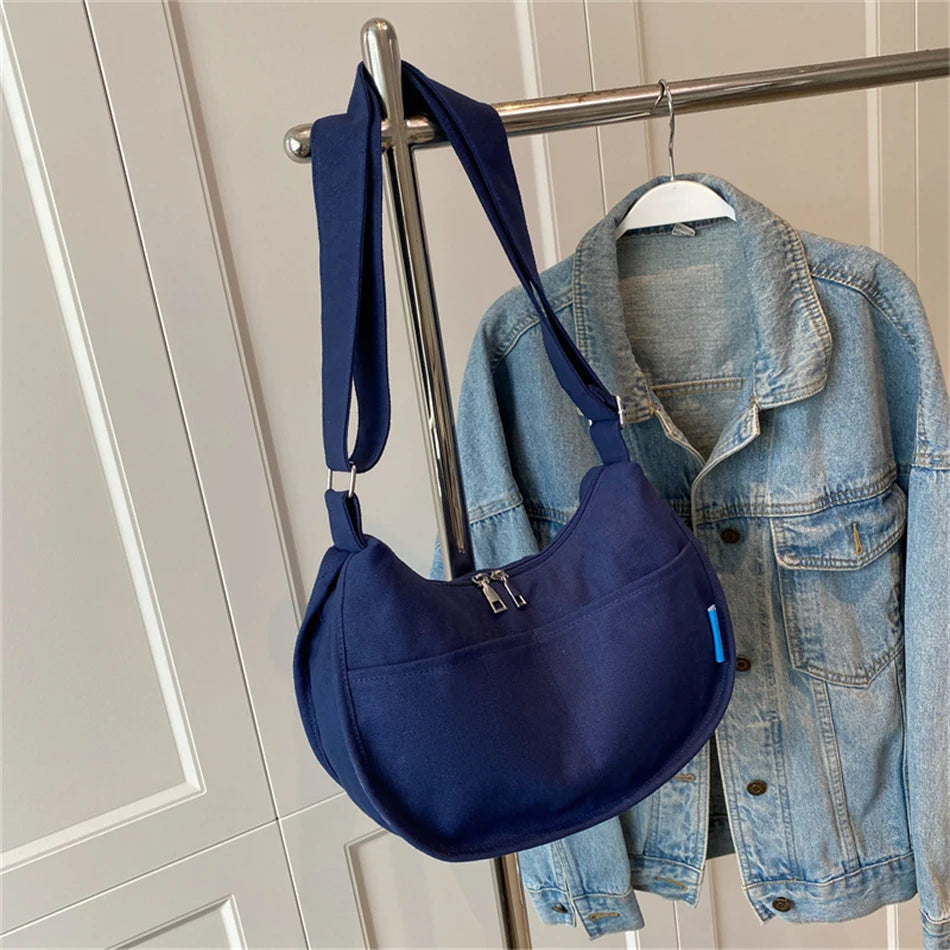 Large Capacity Canvas Casual Tote Women's Crossbody Bag for 2022 Trendy Fashion Shoulder Messenger Lady Bag Female Handbag Purse