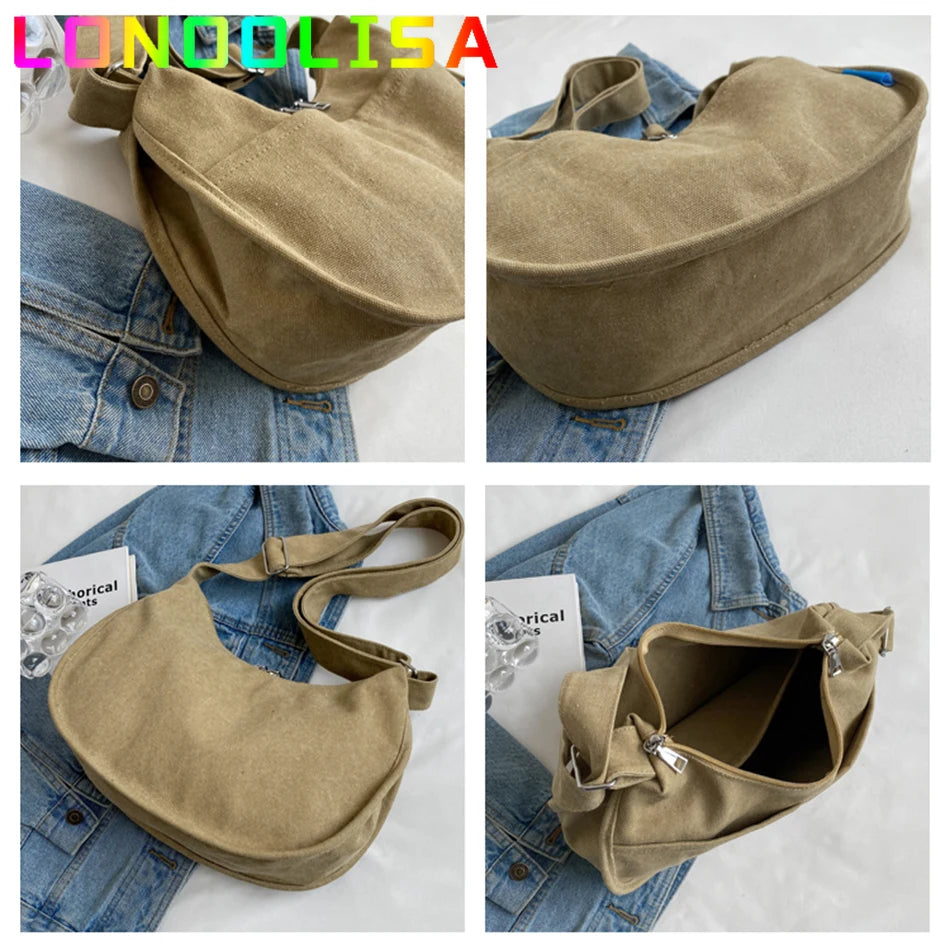 Large Capacity Canvas Casual Tote Women's Crossbody Bag for 2022 Trendy Fashion Shoulder Messenger Lady Bag Female Handbag Purse