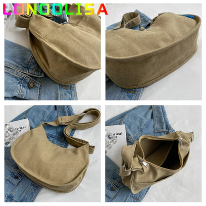 Large Capacity Canvas Casual Tote Women's Crossbody Bag for 2022 Trendy Fashion Shoulder Messenger Lady Bag Female Handbag Purse