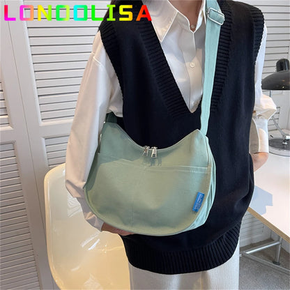 Large Capacity Canvas Casual Tote Women's Crossbody Bag for 2022 Trendy Fashion Shoulder Messenger Lady Bag Female Handbag Purse