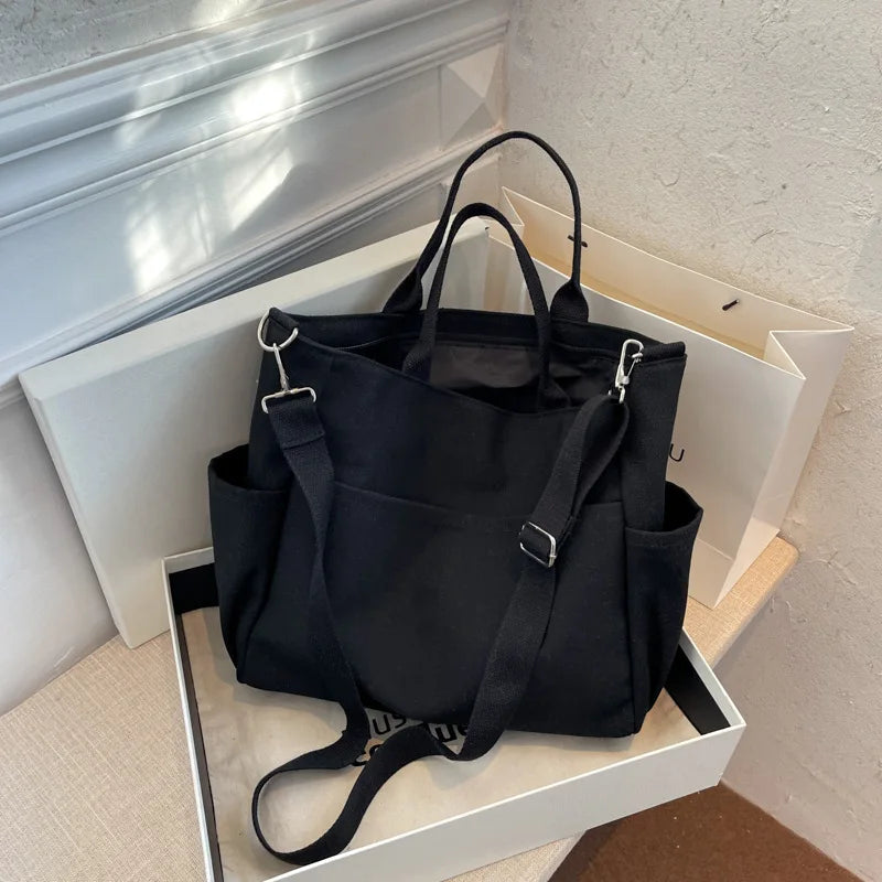 Large Capacity Canvas Women Tote Bags Fashion Female Shoulder Bag Commuting Carrying Bag Casual Designer Handbag Shopper Bag