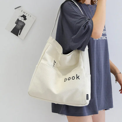 Large Capacity Canvas Women Tote Bags Fashion Female Shoulder Bag Commuting Carrying Bag Casual Designer Handbag Shopper Bag