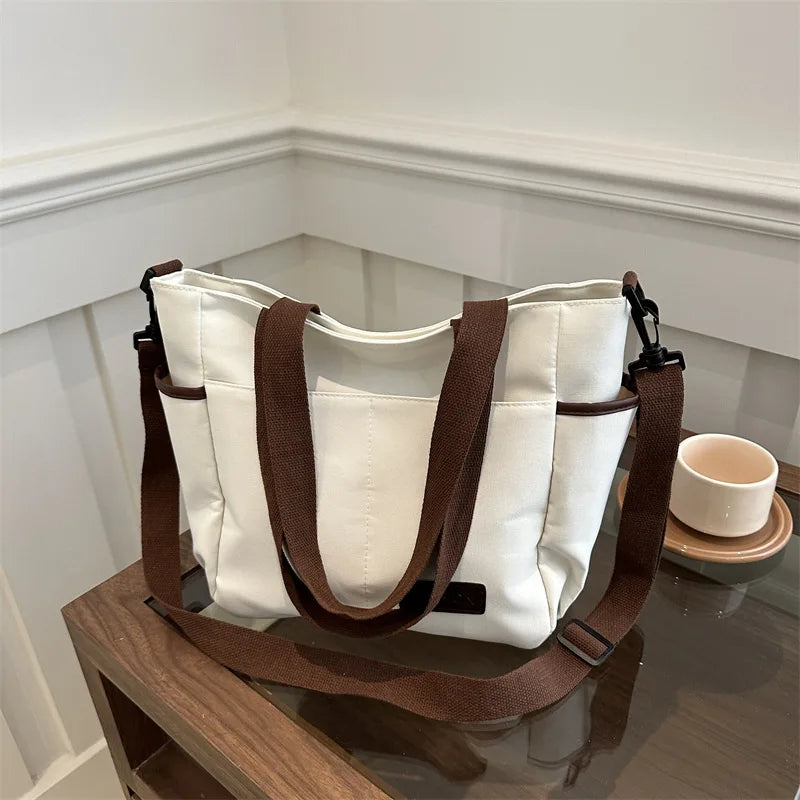 Large Capacity Canvas Women Tote Bags Fashion Female Shoulder Bag Commuting Carrying Bag Casual Designer Handbag Shopper Bag