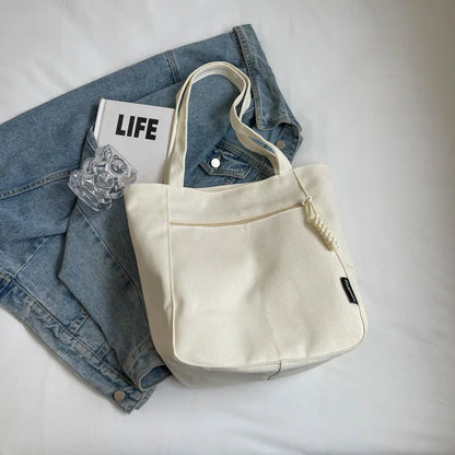 Large Capacity Canvas Women Tote Bags Fashion Female Shoulder Bag Commuting Carrying Bag Casual Designer Handbag Shopper Bag