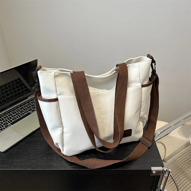Large Capacity Canvas Women Tote Bags Fashion Female Shoulder Bag Commuting Carrying Bag Casual Designer Handbag Shopper Bag