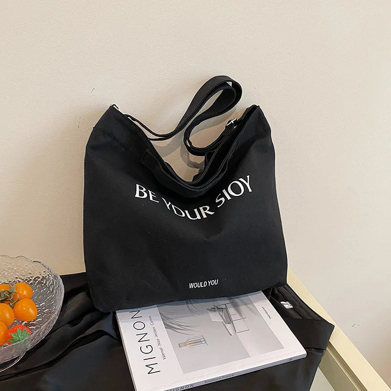 Large Capacity Canvas Women Tote Bags Fashion Female Shoulder Bag Commuting Carrying Bag Casual Designer Handbag Shopper Bag