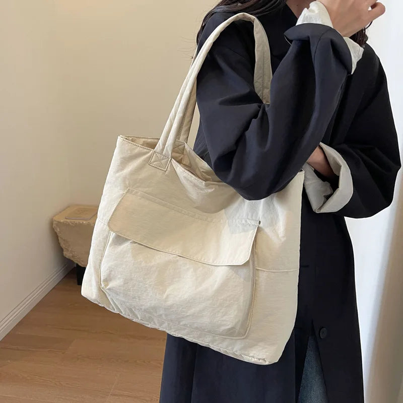 Large Capacity Canvas Women Tote Bags Fashion Female Shoulder Bag Commuting Carrying Bag Casual Designer Handbag Shopper Bag