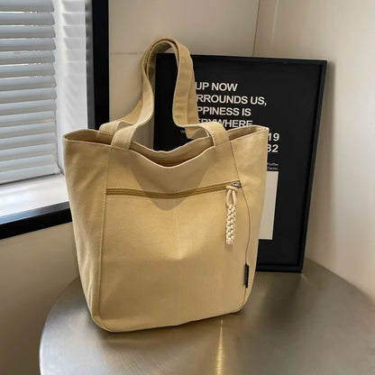 Large Capacity Canvas Women Tote Bags Fashion Female Shoulder Bag Commuting Carrying Bag Casual Designer Handbag Shopper Bag