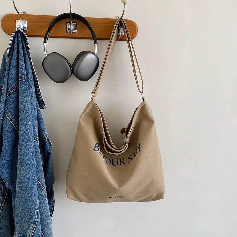 Large Capacity Canvas Women Tote Bags Fashion Female Shoulder Bag Commuting Carrying Bag Casual Designer Handbag Shopper Bag