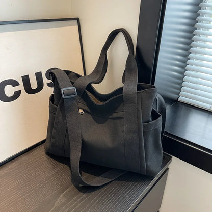 Large Capacity Canvas Women Tote Bags Fashion Female Shoulder Bag Commuting Carrying Bag Casual Designer Handbag Shopper Bag