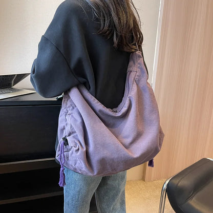 Large Capacity Canvas Women Tote Bags Fashion Female Shoulder Bag Commuting Carrying Bag Casual Designer Handbag Shopper Bag