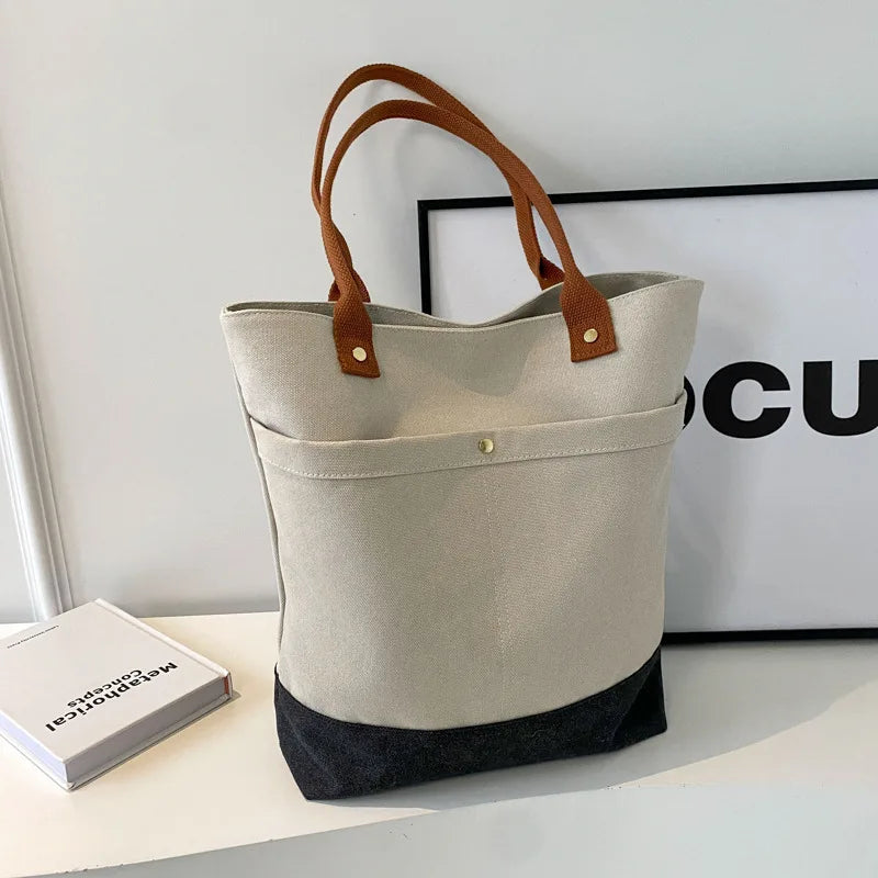 Large Capacity Canvas Women Tote Bags Fashion Female Shoulder Bag Commuting Carrying Bag Casual Designer Handbag Shopper Bag