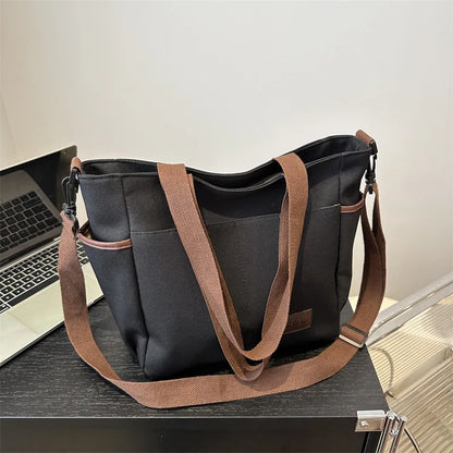 Large Capacity Canvas Women Tote Bags Fashion Female Shoulder Bag Commuting Carrying Bag Casual Designer Handbag Shopper Bag