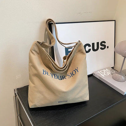 Large Capacity Canvas Women Tote Bags Fashion Female Shoulder Bag Commuting Carrying Bag Casual Designer Handbag Shopper Bag