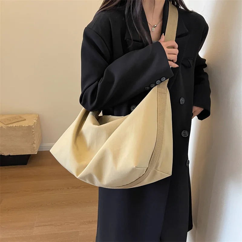 Large Capacity Canvas Women Tote Bags Fashion Female Shoulder Bag Commuting Carrying Bag Casual Designer Handbag Shopper Bag