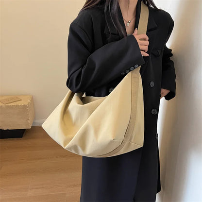 Large Capacity Canvas Women Tote Bags Fashion Female Shoulder Bag Commuting Carrying Bag Casual Designer Handbag Shopper Bag