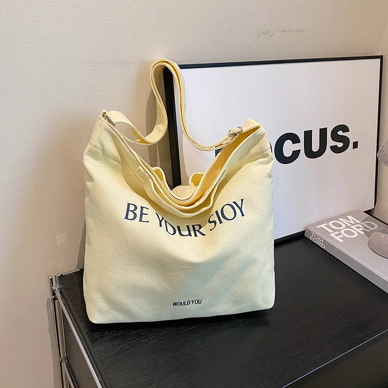 Large Capacity Canvas Women Tote Bags Fashion Female Shoulder Bag Commuting Carrying Bag Casual Designer Handbag Shopper Bag