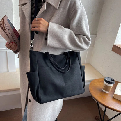 Large Capacity Canvas Women Tote Bags Fashion Female Shoulder Bag Commuting Carrying Bag Casual Designer Handbag Shopper Bag