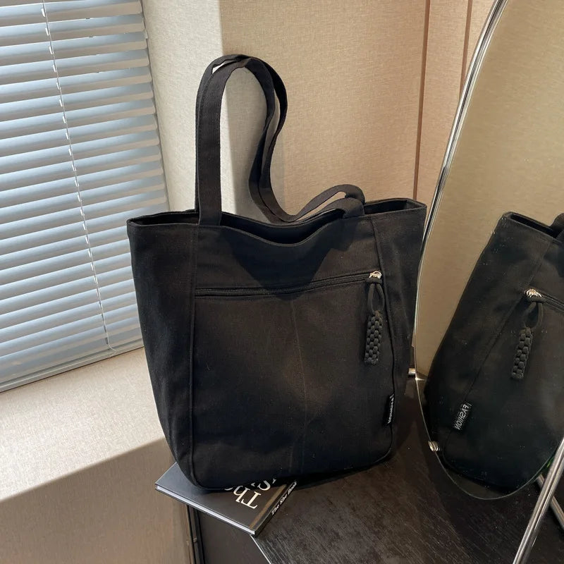 Large Capacity Canvas Women Tote Bags Fashion Female Shoulder Bag Commuting Carrying Bag Casual Designer Handbag Shopper Bag
