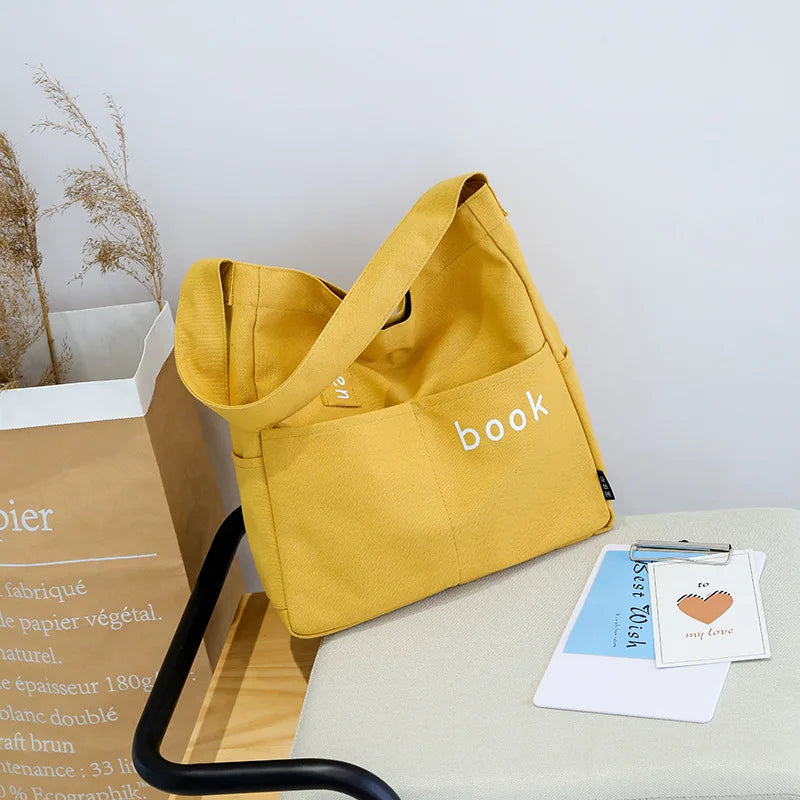 Large Capacity Canvas Women Tote Bags Fashion Female Shoulder Bag Commuting Carrying Bag Casual Designer Handbag Shopper Bag