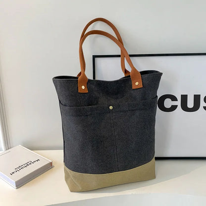 Large Capacity Canvas Women Tote Bags Fashion Female Shoulder Bag Commuting Carrying Bag Casual Designer Handbag Shopper Bag