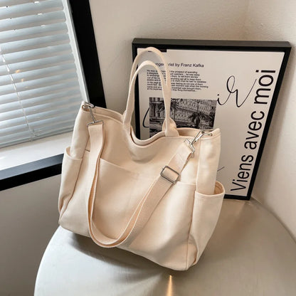 Large Capacity Canvas Women Tote Bags Fashion Female Shoulder Bag Commuting Carrying Bag Casual Designer Handbag Shopper Bag