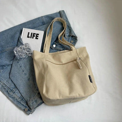 Large Capacity Canvas Women Tote Bags Fashion Female Shoulder Bag Commuting Carrying Bag Casual Designer Handbag Shopper Bag