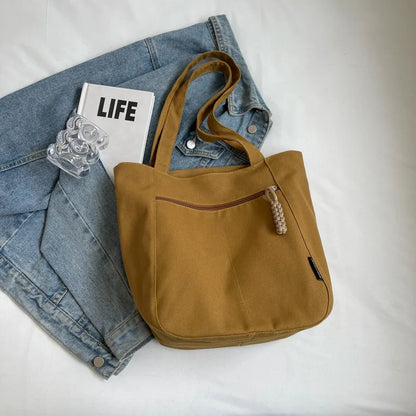 Large Capacity Canvas Women Tote Bags Fashion Female Shoulder Bag Commuting Carrying Bag Casual Designer Handbag Shopper Bag