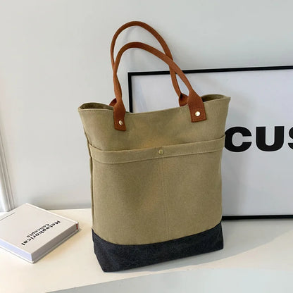 Large Capacity Canvas Women Tote Bags Fashion Female Shoulder Bag Commuting Carrying Bag Casual Designer Handbag Shopper Bag