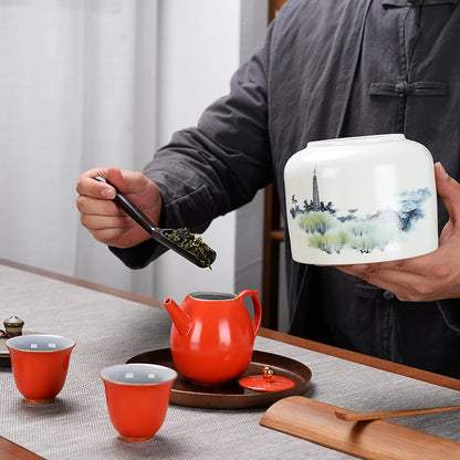 Large Capacity Ceramic Tea Caddy, Travel Portable Sealed Pot, Candy Coffee Storage, Spice Container, Tea Boxes, Storage Tank