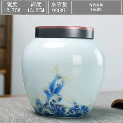 Large Capacity Ceramic Tea Caddy, Travel Portable Sealed Pot, Candy Coffee Storage, Spice Container, Tea Boxes, Storage Tank